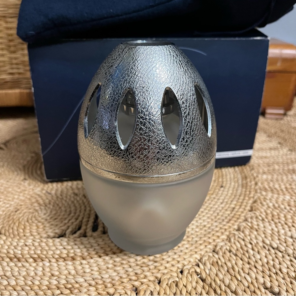 Lampe Berger Frosted Glass Egg Fragrance Lamp Scent Home Box Clear Silver France